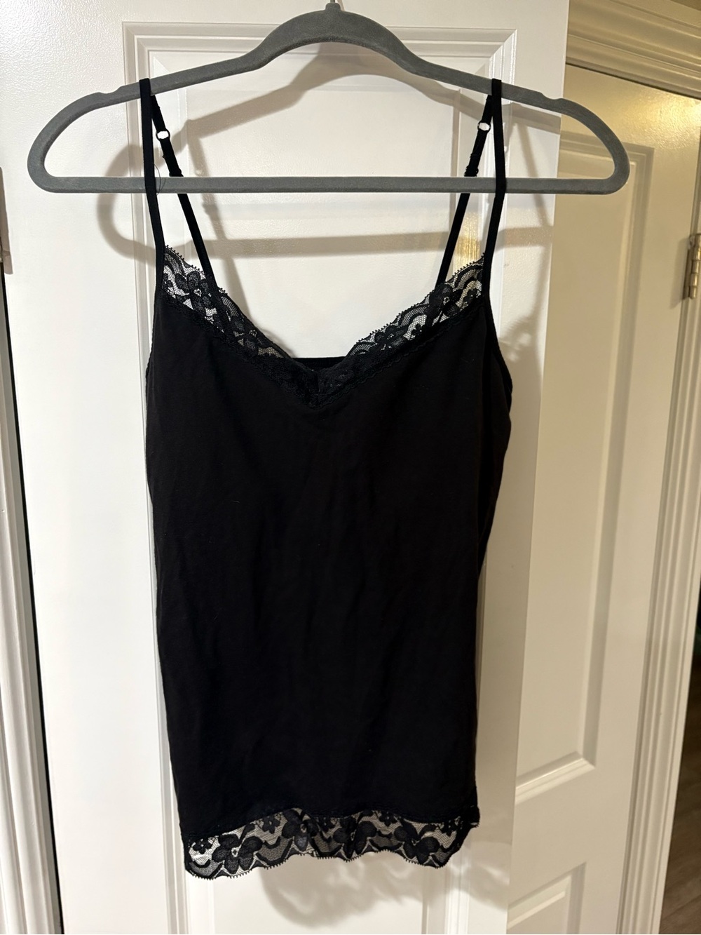 Black Lace Trim Cami Tank Top